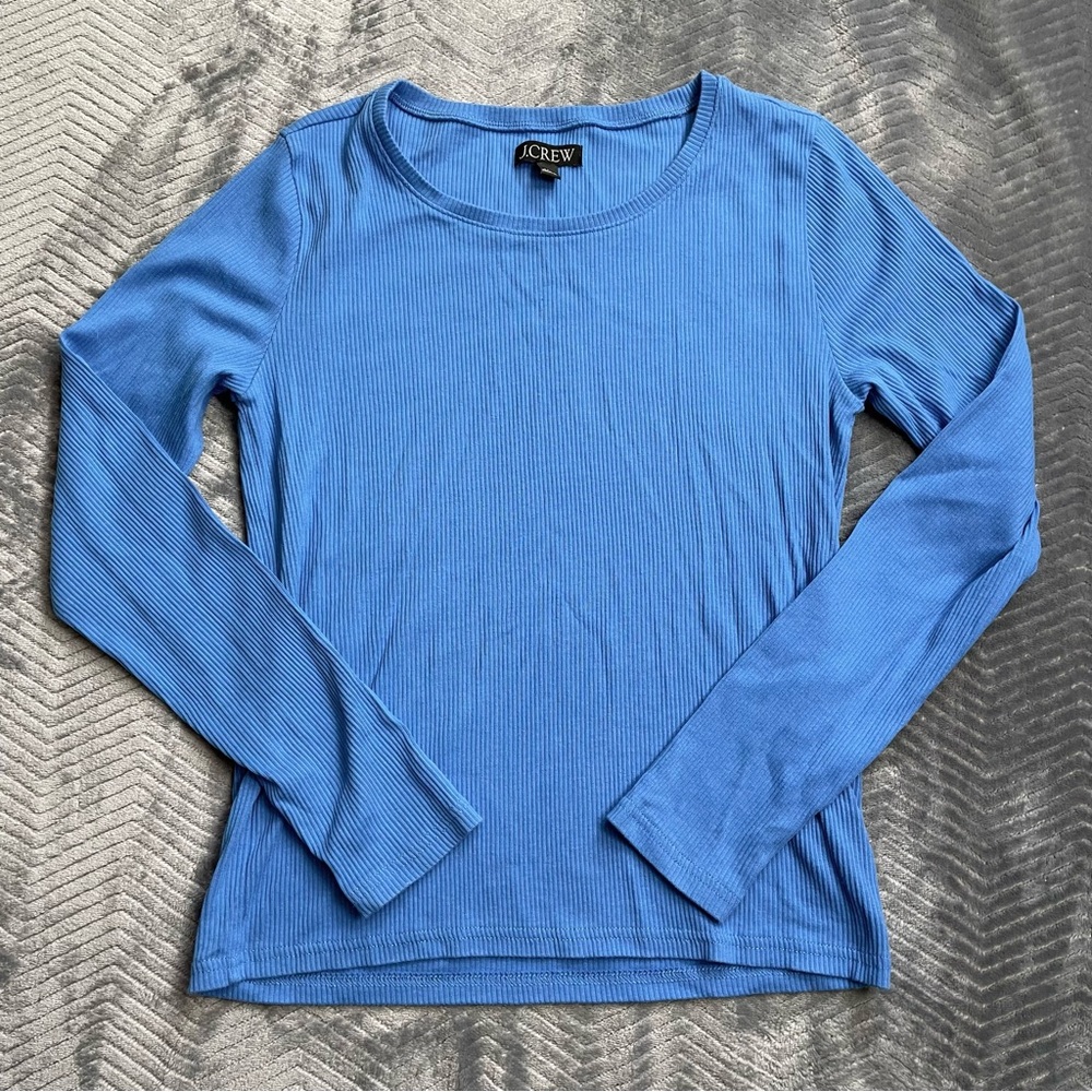 J.Crew Vintage Rib Crewneck Long Sleeve Tee Blue Large